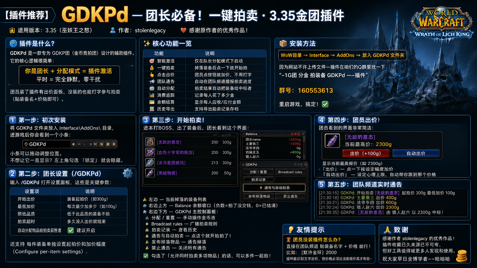 【插件推荐】GDKPd — 团长必备!一键拍卖·3.35金团插件